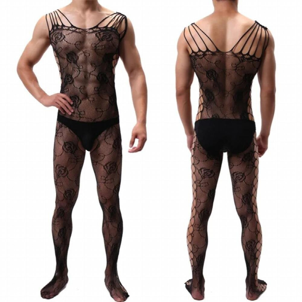 Multicoloured Sexy Lingerie Teddy Bodysuit Man Open Crotch Sex Costumes Mesh Intimate Porno Men Elastic Underwear Stockings
