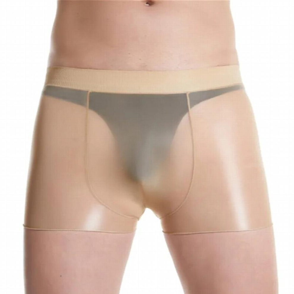 Brown Sexy Men Glossy Transparent Stretch Panties Men Gaywear Add Crotch U Convex Cover Sissy Fetish Lingerie Erotic Underwear