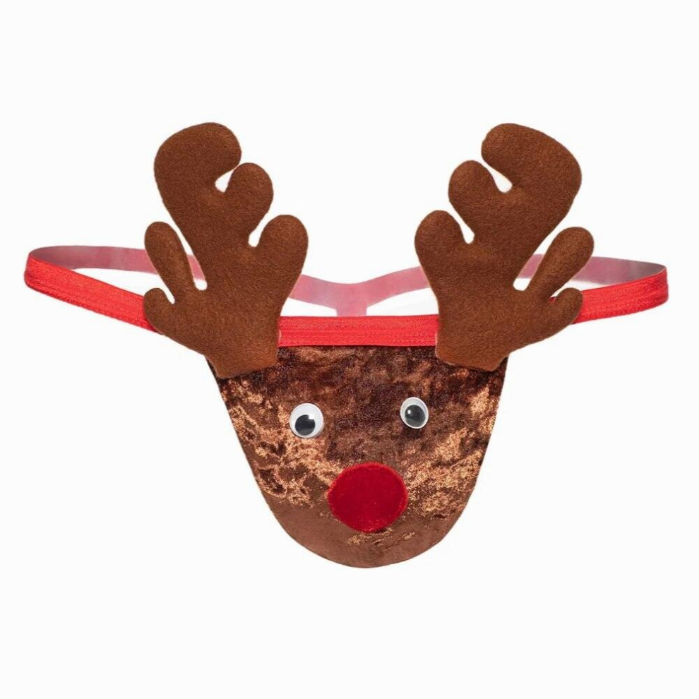 Multicoloured Mens Sexy See-Through Brief Adult Erotic Lingerie Underwear Christmas Cosplay Party Deer Thong For Spicy Night