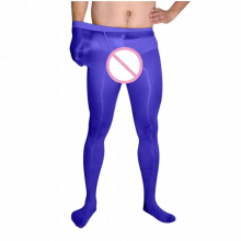 Men Sexy Footless Pantyhose Nylon Penis Pouch Sheath Tights Sheath Open Collant Femme Fantaisie Medias Sheer Calzas
