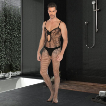 Fetish Underwear for Mens Body Stockings Man Fishnet Bodysuits Crotchless Lingerie Sissy Jumpsuit Male Erotic Porno Sleepwear