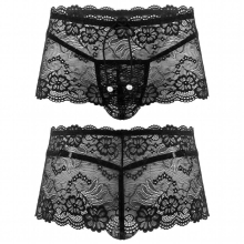 Mens Panties Erotic Sexy Lingerie Low Waist Sissy Male Gay Underwear See-through Lace Mini Skirt with Bulge Pouch G-strings