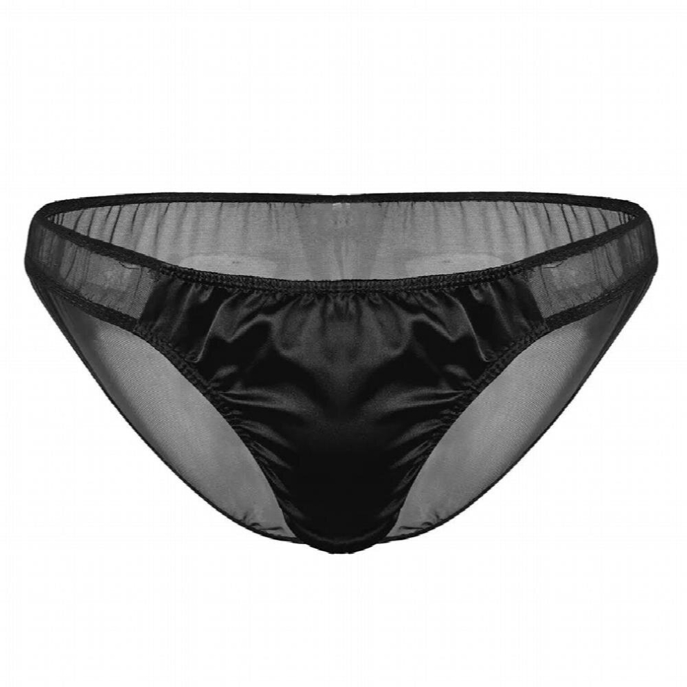 Black Breathable Mesh Ruffle Bikini Briefs Underwear Panties Gay Male Jockstrap Sissy Thong Briefs For Lingerie Night