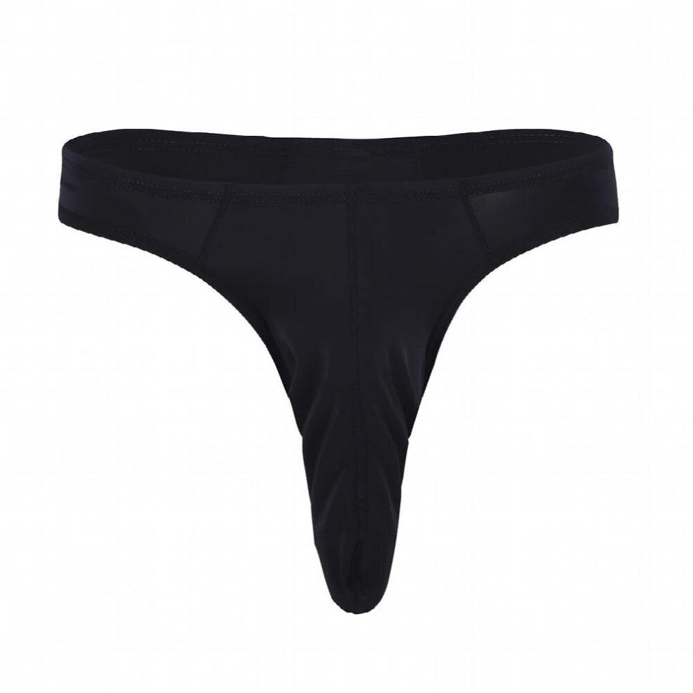 Mens Lingerie Thong Underwear with Hole Silky Long Sheath Thong Bikinis Briefs Elephant Nose Pouch T-back Erotic Gay Underwear