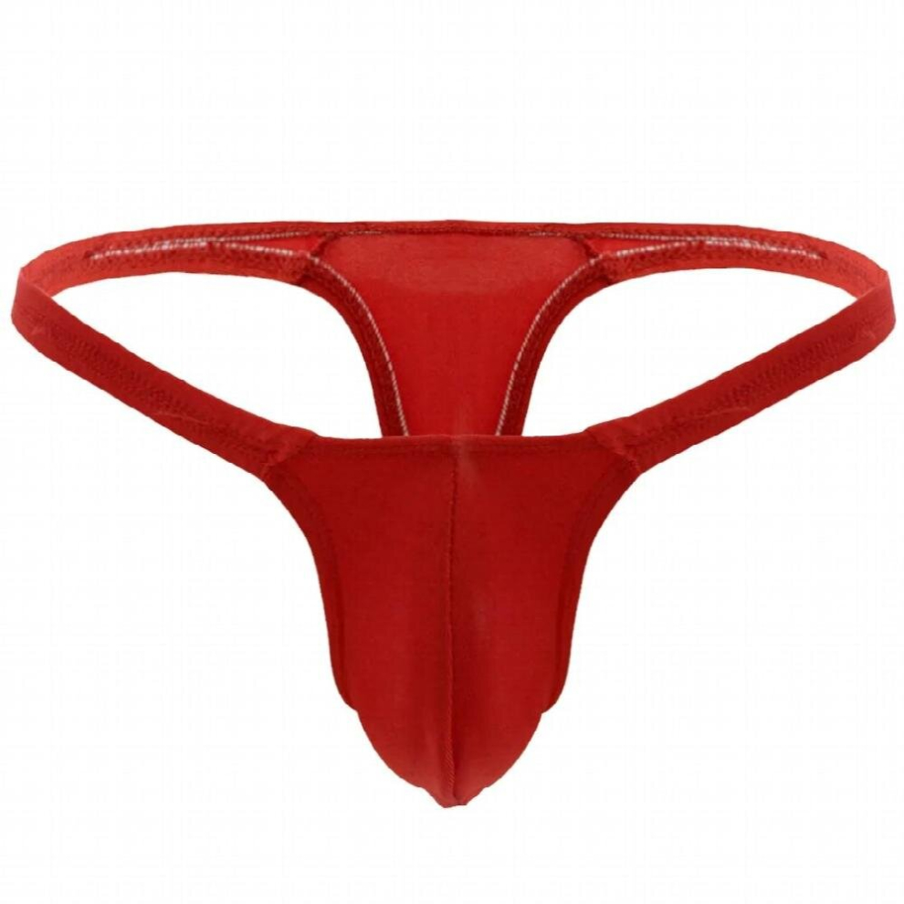 Mens Low Rise Bulge Pouch Briefs Elastic Waistband G-String Thongs Erotic Lingerie Underwear Solid Stretchy T-Back Panties