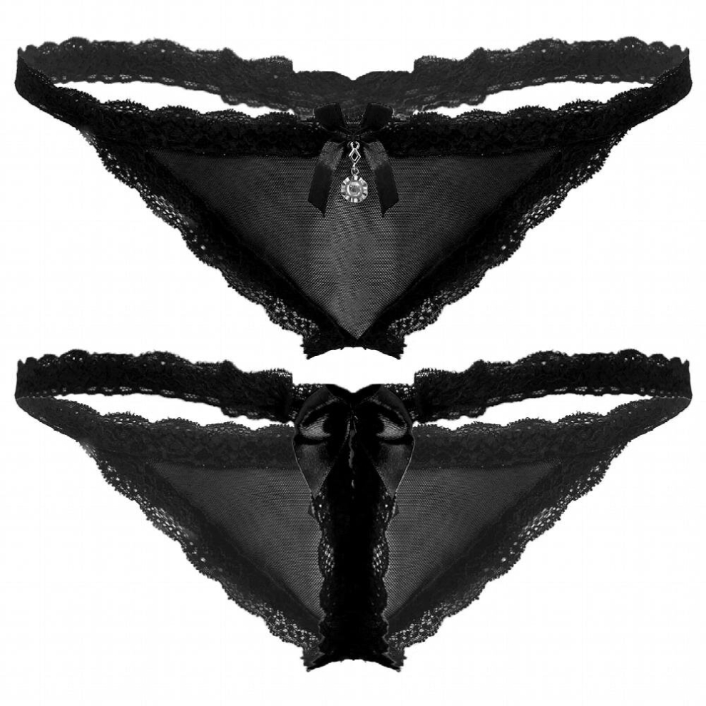 Male Mens Lace Briefs Crotchless Bikini Thongs Underwear Open Butt T-back Mesh Sissy Gay G-string Exotic Pamties for Nightwear