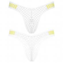 Mens See-through Fishnet Underpants Striped Elastic Waistband Briefs Hollow Out Low Waist Panties Solid Bulge Pouch Thongs