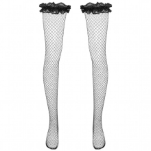 Sexy Costumes Lace Stockings for Mens Male Underwear Hollow Fishnet Hosiery Over Knee Thigh High Stockings Sissy Gay Panty Hose