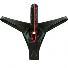 Men Briefs Hombre Sexy Panties Lingerie Latex Porno Underwear Bikini Faux Leather G-string Thong with Closed Penis Sheath M-XL