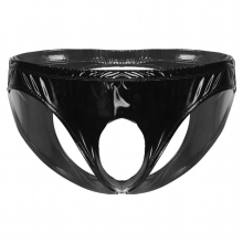 Mens G-string Briefs Hollow Out Low Waist Exotic Panties Wet Look Patent Leather Open Butt Lingerie Sexy Underpants Underwear