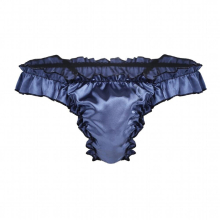 Mens Silk Stain Ruffle Low Rise Bikini Briefs Sissy Pouch Panties Crossdress Lingerie G-string Thongs Hipster Underwear