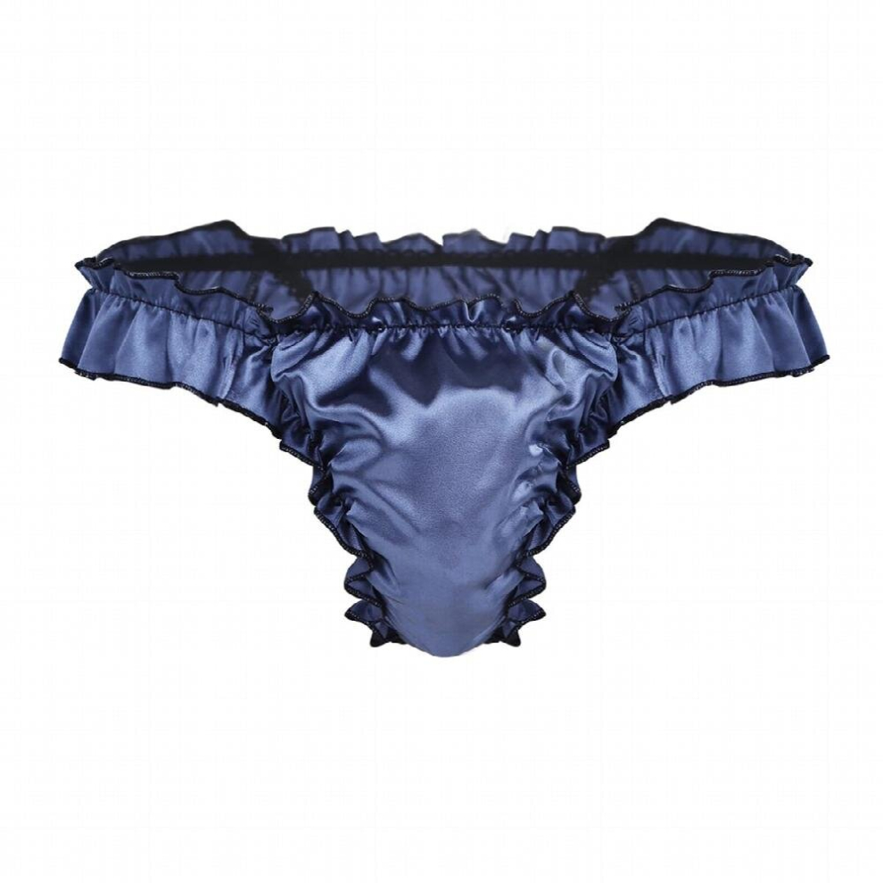 Multicoloured Mens Silk Stain Ruffle Low Rise Bikini Briefs Sissy Pouch Panties Crossdress Lingerie G-String Thongs Hipster Underwear