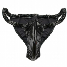 Sexy Gay Mens Loose Soft Spandex & Latex Rubber Briefs Underwear Sexy Mens Bull like Lingerie Briefs Underpants