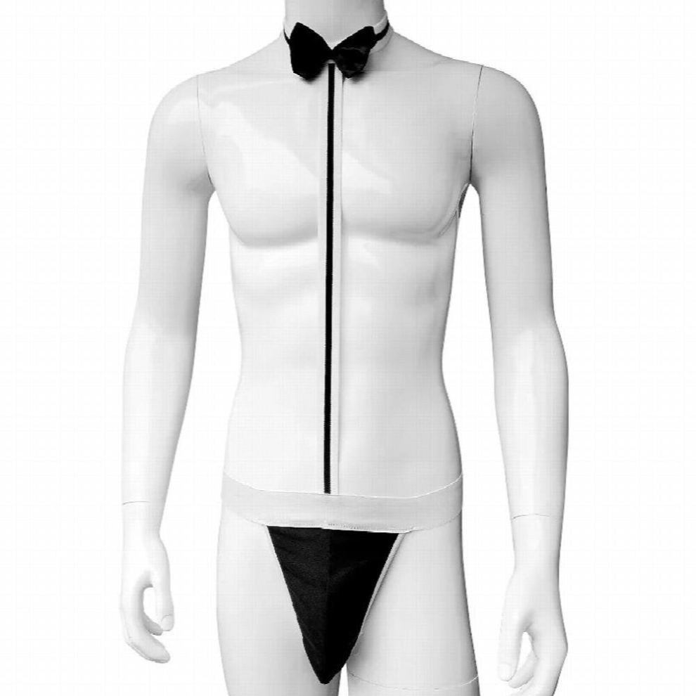 Sexy Male Jockstrap Mankini Underwear Mens Sexy Bodysuit Bow Tie Waiter Homme One-piece Lingerie Erotic Stage Club Costume