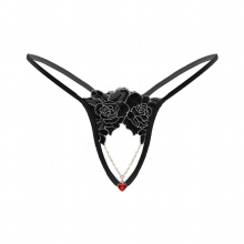 Mens Lingerie Rhinestone Pendant Floral Lace G-string Sexy Low Rise Crotchless Thongs Sissy Male Gay Underwear Erotic Panties