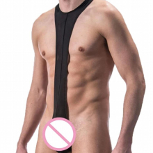 Mens Sexy Mesh Bodysuit See Through Erotic Undershirt Translucent Tight Penis Pouch Suspender T Back Jumpsuit Flirting Clothing