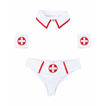 Mens Erotic Lingerie Underwear Doctor Nurse Sexy Role Play Costume Sex Cosplay Outfit Set Briefs with Collar and Red Cross Cuff