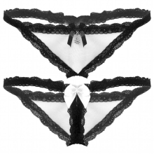 Mens Lace Trim Crotchless Thongs Underwear Open Butt T-back Sheer Mesh G-string Valentines Gift