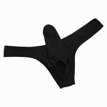 Mens Lingerie Sissy Silky Long Sheath Thong Bikinis Briefs Elephant Nose Pouch T-back Underwear Thongs String Homme Gay Panties
