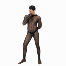 Mesh Transparent Catsuit Bodysuit and Penis Pouch Sexy Lingerie Set Gay Bodystocking Mens Dance Night Club Fetish Wear Plus Size