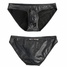 Mens Sexy Briefs PU Faux Leather Underwear U Convex Bulge Penis Pouch Panties Tight Swimwear Fetish Costumes Exotic Lingerie