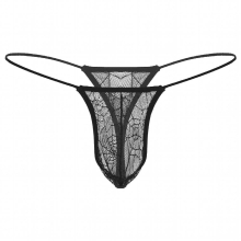 Nimiya Mens Black/White Spider Web Pattern Thongs Sissy Underwears Breathable Sheer Mesh Bulge Pouch G-strings Low Rise T-backs