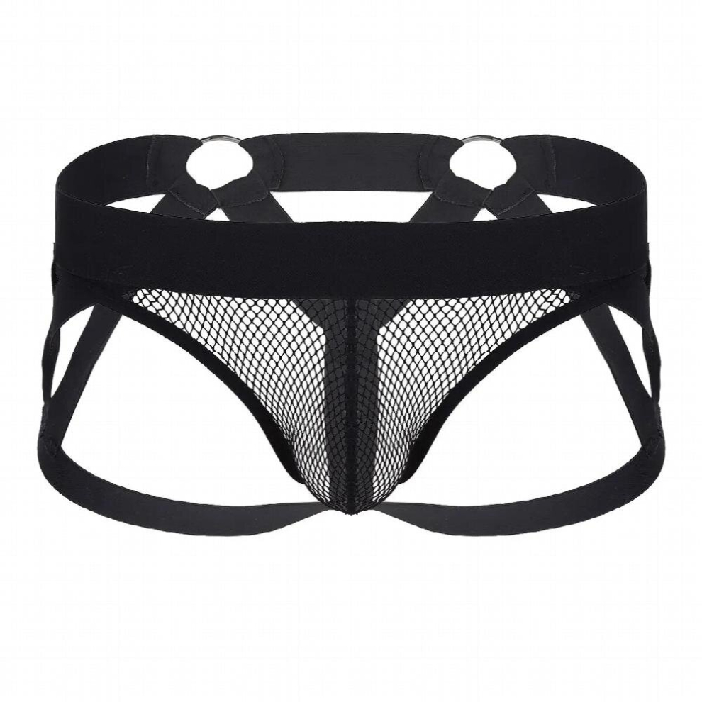 Multicoloured Mens Lingerie G-String Briefs Underwear See Through Fishnet Bulge Pouch Open Back Underpants Hollow Out Strappy Jockstrap