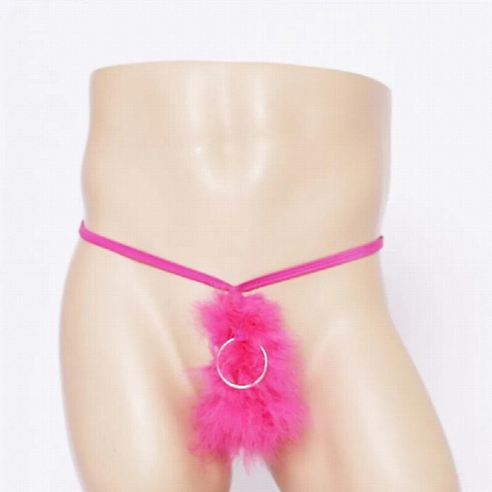 Men Sexy Briefs Men G Strings Thongs Sexy Underwear Mens Lingerie O-rings Feather G-string Bikini String Homme Thong Breathable