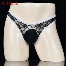 Mens Lace Sissy Pouch Panties G-String Thongs Underwear Knickers Erotic Bikini Briefs Gays Clothes Sexy Transparent Panties