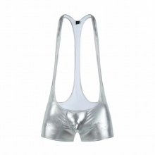 Mens Sexy Bodysuit PU Faux Leather Underwear Exotic Lingerie Bulge Penis Pouch Jumpsuit Wetlook Fetish Costumes Club Nightwear