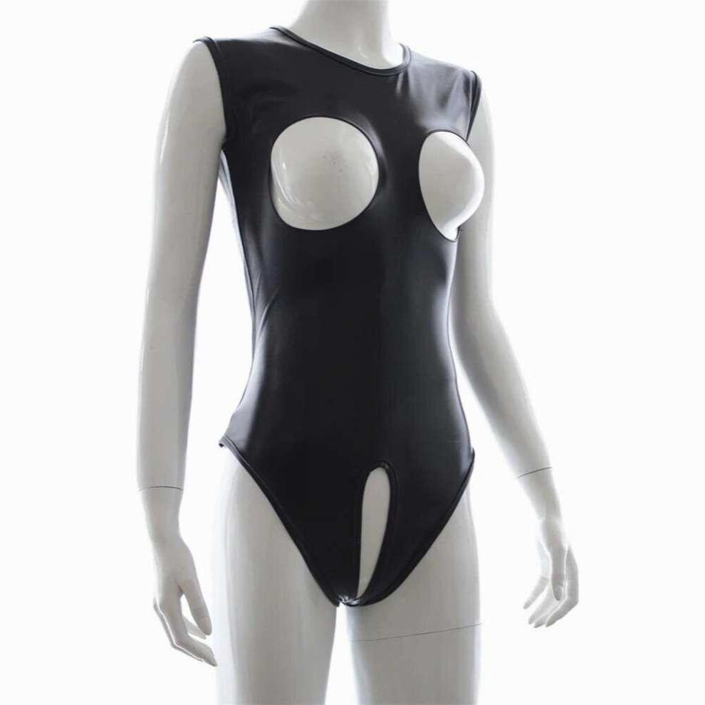 Female Sexy Lingerie Fetish Leather Below Open Crotch Bodysuit Erotic Crotchless Catsuit Porn Breast Exposing 18 Women Underwear