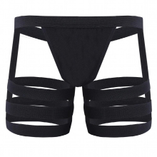 Mens Sissy G String Thong Underwear Gay Male Bulge Pouch Shorts Underpants With Leg Ring Garters