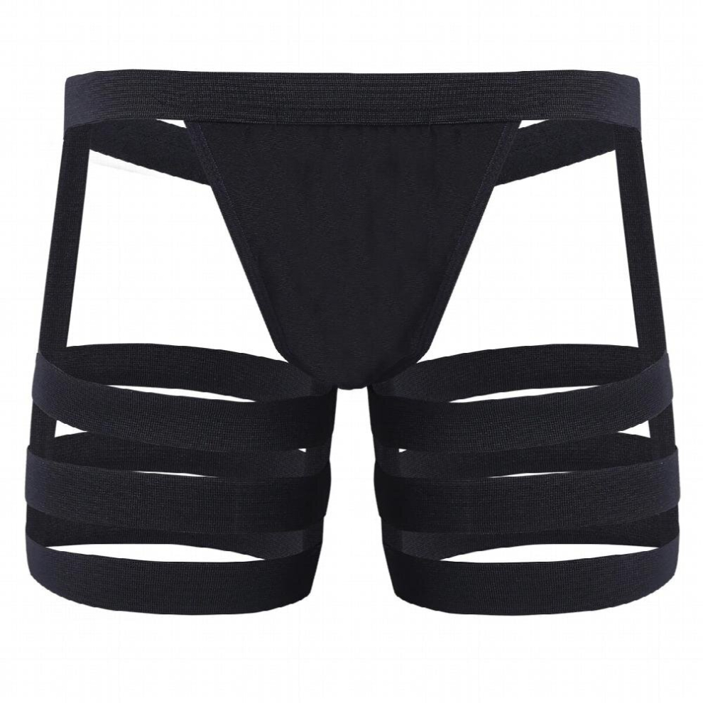 Mens Sissy G String Thong Underwear Gay Male Bulge Pouch Shorts Underpants With Leg Ring Garters
