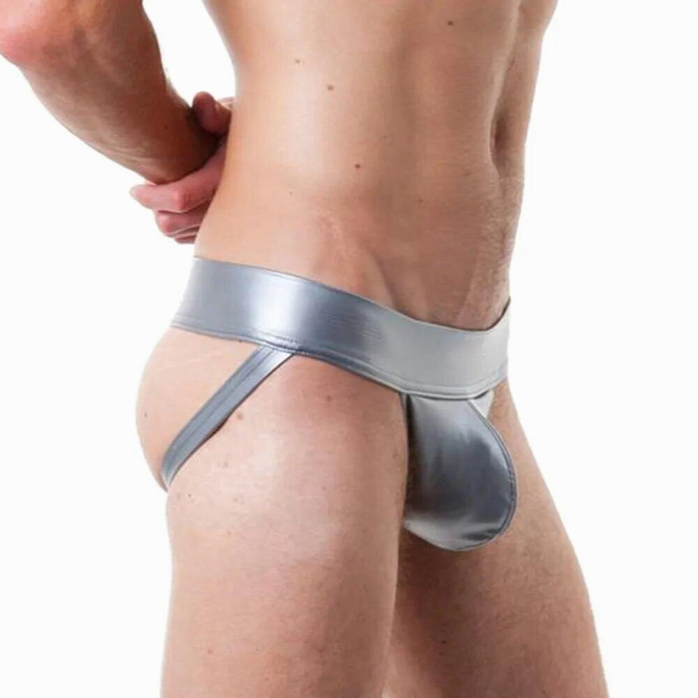 Men Sexy Jockstrap Lingerie Underwear Cuecas low-Waist Tangas Hombre Sexy G String Hollow-out Open Bottom Thong Leather Penis