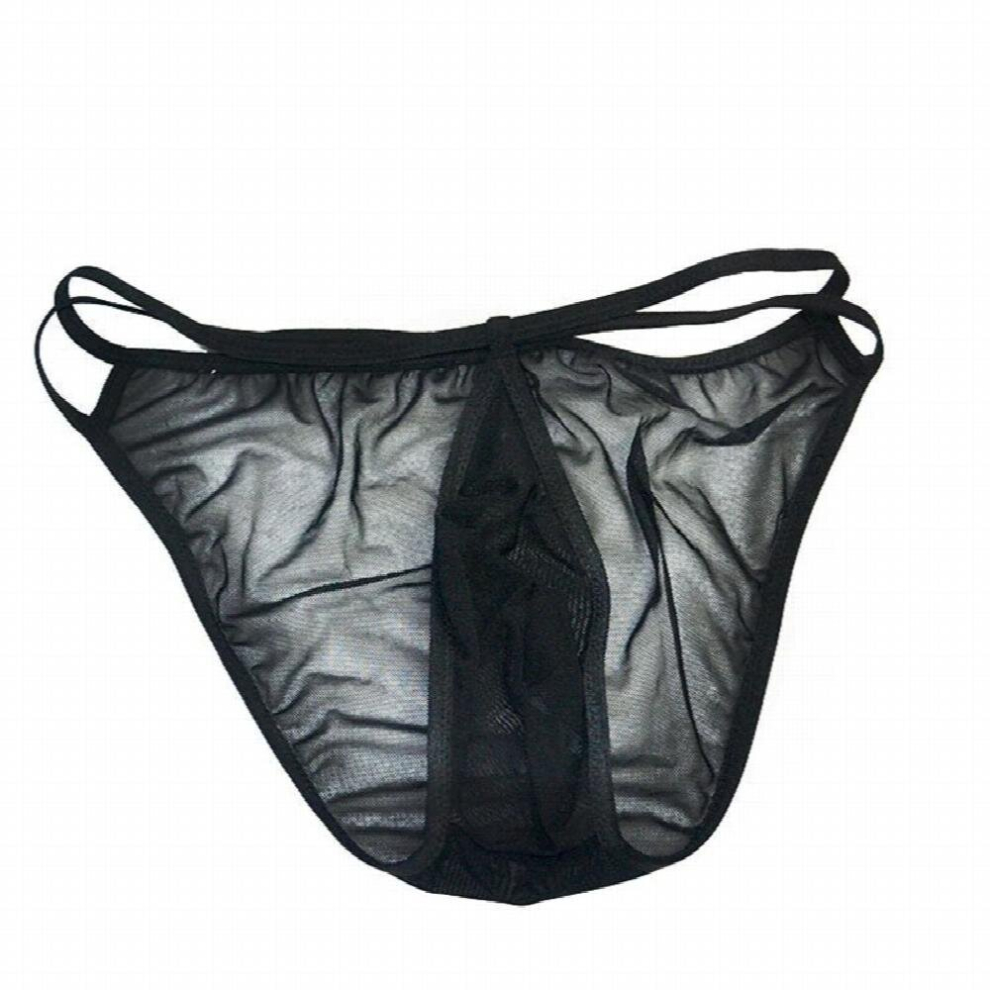 Black Men See-Through Mesh Briefs G-String Panties Sissy Cross Bandage Thongs Erotic Underwear Bikini Sexy Lingerie For Him