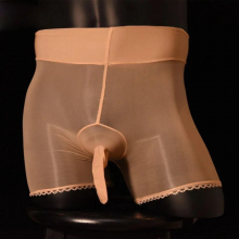 Sexy Men Silk stockings Briefs Glossy Sheer Elastic Boxer Brief Cock Pouch Penis Sheath Sissy Fetish Lingerie Erotic Underwear