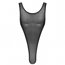 Mens Erotic See Through Sheer Mesh Sexy Bodysuit Lingerie Deep U Neck High Cut Leotard Jumpsuit Tank Wrestling Singlet Bodysuit