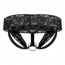 Mens Lace Faux Leather Low Rise O Ring Crotchless Bulge Pouch Sissy Erotic G-string T-back Underwear Thong