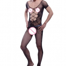 Europe America Gentleman Night Underwear Male Rose Bodysuit Fishnet Clothes Funny Men Jumpsuit Sexy Lingerie Man Sissy Sleepwear
