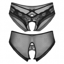 Mens See-Through Lace Briefs Sissy Underwear Bowknot Strappy Crotchless Sexy Panties Underpants Erotic Lingerie