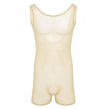 Mens Lingerie Sex Bodysuit Underwear Stretch Mesh See Through Sheer Sleeveless Scoop Neck Jockstrap Bodysuit Jumpsuits Underwear