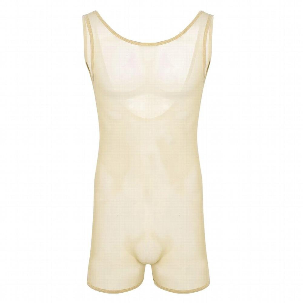 Mens Lingerie Sex Bodysuit Underwear Stretch Mesh See Through Sheer Sleeveless Scoop Neck Jockstrap Bodysuit Jumpsuits Underwear