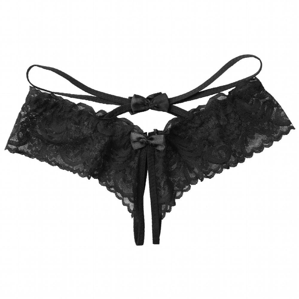 Men Crotchless Thongs Erotic Sexy Lingerie Lace See-through Sissy Open Crotch G-string Briefs Bowknot Low Waist Gay Underwear