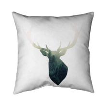 20 x 20 in. Deer Head with Green Landscape Shape-Double Sided Print Indoor Pillow