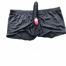 Erotic Mens Ice Silk Elephant Trunk Boxer Shorts Separation Penis Scrotum Role Playing Gladiator Costume Open Testis Underwear
