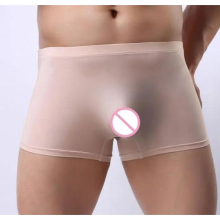 Sexy Men Ice Silk Transparen Boxer Seamless Smooth Breathable Boxer See Through Underwear Gay Wear Low Rise G-string FX09