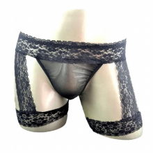 Leg Wrappings Sexy Men Boxer Gay Lace Sexy Underwear with Tanga Inner Erotic Trunk Shorts 4 Colors