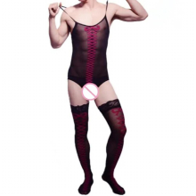 Novelty Mans Cross Line Lingerie Gentleman Exotic Nightwear Sexy Underwear Male Plus Size Bodysuit Mens Jumpsuit Man Sleepwear