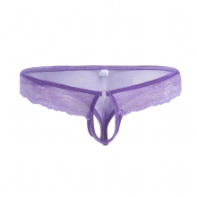 Mens Sheer Lace Open Front Hole G-String Thongs Low Rise T-Back Lingerie Sissy Panties Hipster Underwear