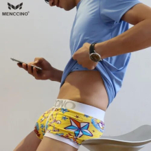 MENCCINO boxer briefs for teenagers mens cotton cartoon printed boxers with low waist movement and sweat absorption.